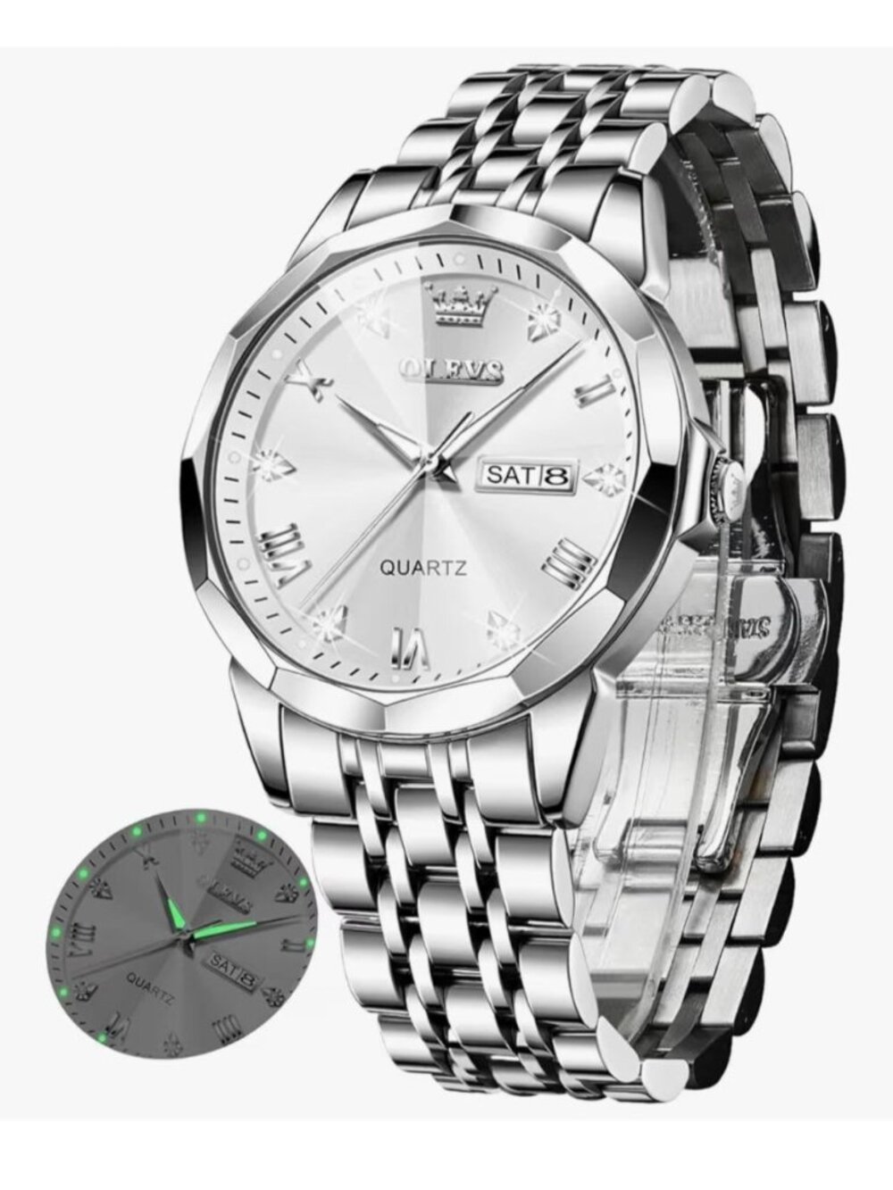 Olevs Unisex Waterproof Quartz Wristwatch Dress Luminous Date Business Casual